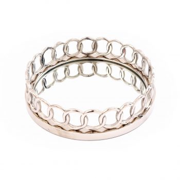 Large Rings Mirrored Glass and Metal Dish