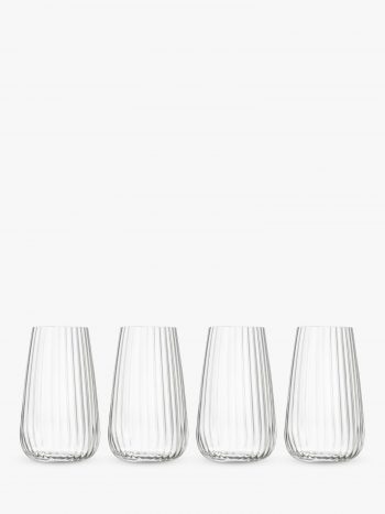 Luigi Bormioli Optica Fluted Glass Highballs, Set of 4, 570ml, Clear