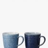 Denby Studio Blue Ridged Mugs, 400ml, Set of 2