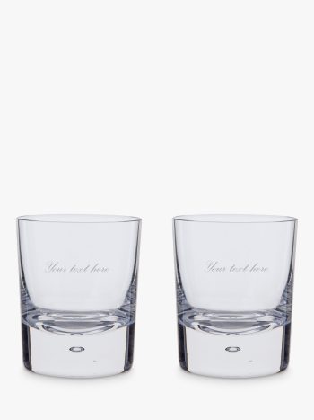 Dartington Crystal Personalised Exmoor Old Fashioned Whisky Glass Tumblers, Set of 2, 300ml, Palace Script Font