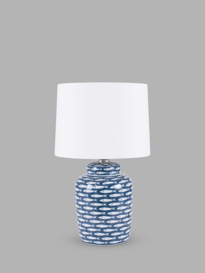 Pacific Lifestyle Schoal Fish Porcelain Table Lamp, Blue